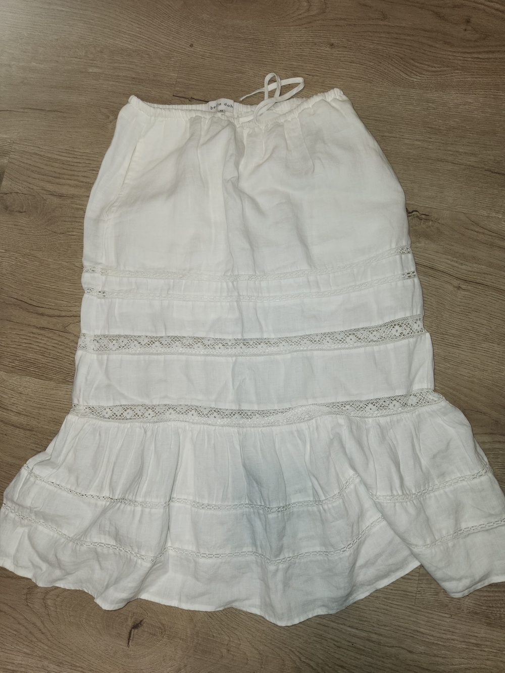 Bella Dahl White Lace-Trim Maxi Skirt